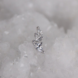 BUDDHA JEWELLERY BODY JEWELRY PIERCING THREADLESS 14K GOLD MARQUISE GEM CZ SWAROVSKI GEM STACK FAN CURATION