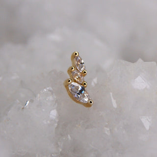 BUDDHA JEWELLERY BODY JEWELRY PIERCING THREADLESS 14K GOLD MARQUISE GEM CZ SWAROVSKI GEM STACK FAN CURATION