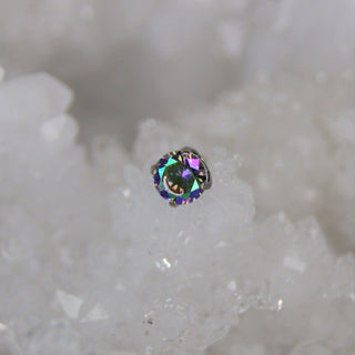 prong set gem round threadless push fit implant grade titanium attachment paradise shine duochrome multichrome iridescent body jewellery jewelry