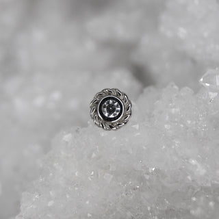 BVLA Body vision los angeles threadless push fit pin attachment 14k gold with genuine white clear swarovski white gold choctaw braided bezel mini