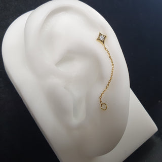 Gold Tempest piercing with Chain Threadless