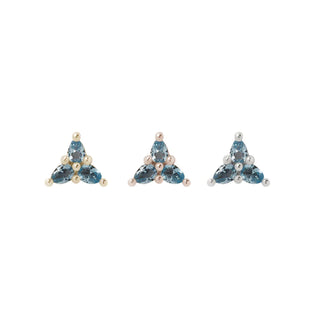 3 LITTLE PEARS - LONDON BLUE TOPAZ - BUDDHA JEWELLERY THREADLESS END