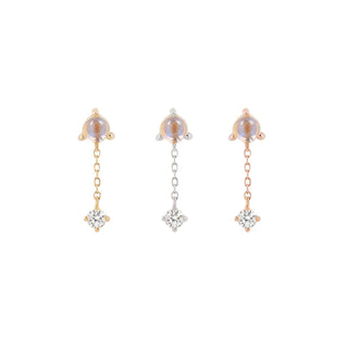 Bianca - Moonstone + White Sapphire - Threadless End with Dangle White Gold