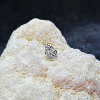 JUNIPURR JEWELRY WHITE GOLD PEAR WITH SWAROVSKI STONES