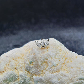 JUNIPURR JEWELRY WHITE GOLD TRIPLE MARQUISE SWAROVSKI CZ