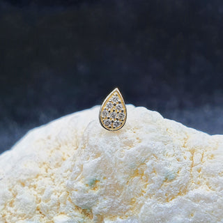 JUNIPURR JEWELRY YELLOW GOLD PEAR WITH SWAROVSKI STONES