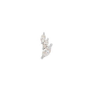 Multiplicity White Gold - CZ - Threadless End Left curve