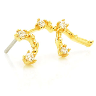 TL - 14CT SOLID GOLD THREADLESS JEWELLED ZODIAC AQUARIUS CONSTELLATION PIN ATTACHMENT