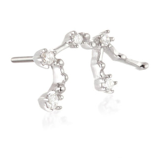 TL - 14CT SOLID GOLD THREADLESS JEWELLED ZODIAC AQUARIUS CONSTELLATION PIN ATTACHMENT