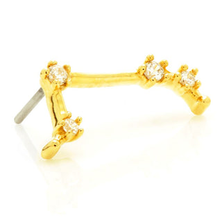 TL - 14CT SOLID GOLD THREADLESS JEWELLED ZODIAC ARIES CONSTELLATION PIN ATTACHMENT