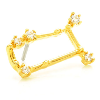 TL - 14CT SOLID GOLD THREADLESS JEWELLED ZODIAC GEMINI CONSTELLATION PIN ATTACHMENT