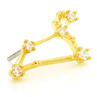 TL - 14CT SOLID GOLD THREADLESS JEWELLED ZODIAC LEO CONSTELLATION PIN ATTACHMENT
