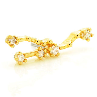 TL - 14CT SOLID GOLD THREADLESS JEWELLED ZODIAC TAURUS CONSTELLATION PIN ATTACHMENT