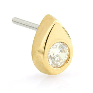 TL - 14CT THREADLESS GOLD GEM TEARDROP ATTACHMENT