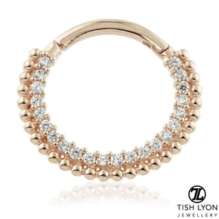 TISH LYON® - Pavé Multi Jewelled Septum / Daith Ring Rose gold