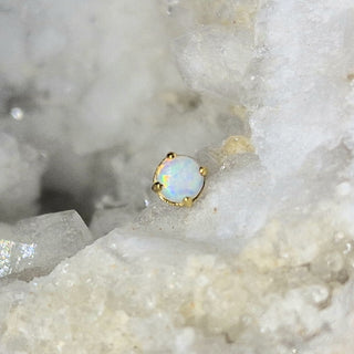 Anatometal Ziana - White Opal & 18k Gold Prong-Set - Threadless End