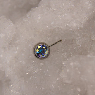 neometal swarovski iridescent holographic aurora borealis gem cz nipple piercing body jewellery end