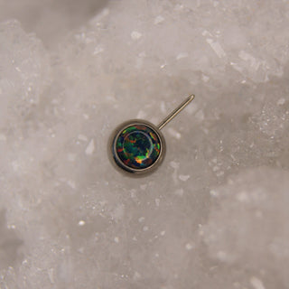 Neometal black opal fauxpal nipple bar end