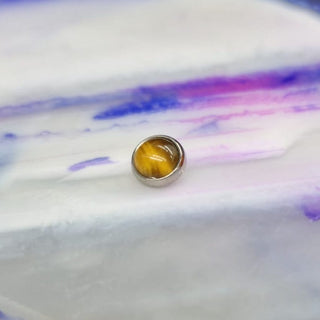 industrial strength tigers eye natural stone threaded cabochon