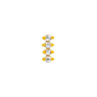 junipurr 14k yellow gold 4 Gem Cubic Zirconia Bar decorative end JJ1417 YG CZ