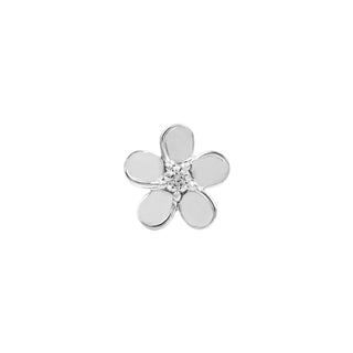 junipurr 14k white gold Flower with Cubic Zirconia decorative end JJ0068-WG CZ