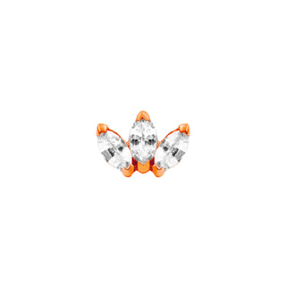 junipurr 14k rose gold Triple Marquise with Cubic Zirconia Gem decorative end JJ1384-RG