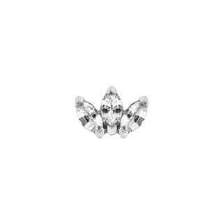 junipurr 14k white gold Triple Marquise with Cubic Zirconia Gem decorative end JJ1384-WG