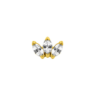 junipurr 14k yellow gold Triple Marquise with Cubic Zirconia Gem decorative end JJ1384-YG
