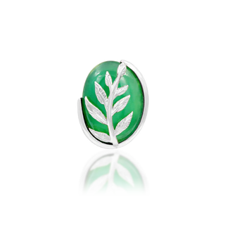 White Gold JUNIPURR JEWELRY VALENCIA - Chrysoprase gem and 14k Gold Threadless End