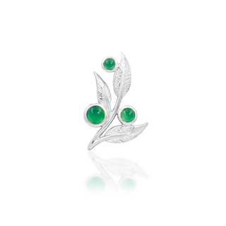 White Gold JUNIPURR JEWELRY VERA - Chrysoprase gem and 14k Gold Threadless End