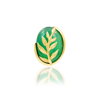 Yellow Gold JUNIPURR JEWELRY VALENCIA - Chrysoprase gem and 14k Gold Threadless End