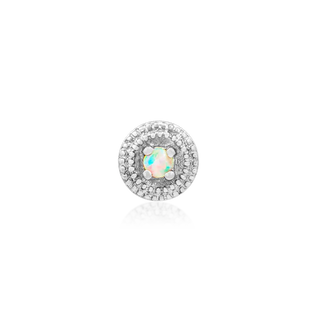 Junipurr Jewelry Round Double Millgrain with Opal - 14k Gold Threadless End