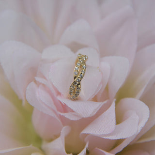 18K House Gold Pavé Plait - Premium Zirconia & Yellow Gold Ring
