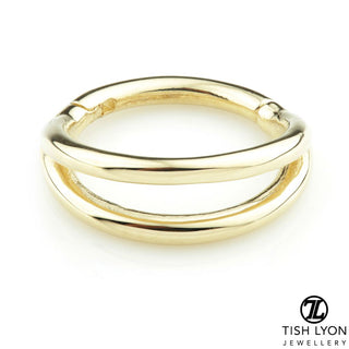 tish lyon double band hinge ring 14k  gold cardiff piercing