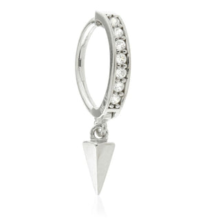 White gold rook ring with dangle