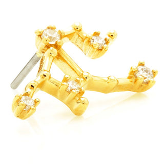 TL - 14CT SOLID GOLD THREADLESS JEWELLED ZODIAC VIRGO CONSTELLATION PIN ATTACHMENT