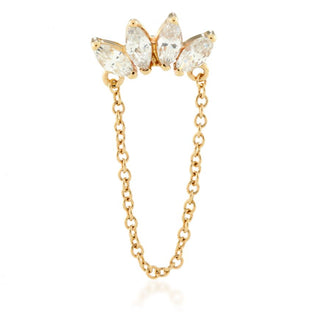 Tish Lyon - TL - 14CT GOLD MARQUISE GEM CLUSTER WITH HANGING CHAIN