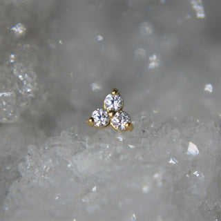 18K House Gold Trio CZ Threadless Push-fit Attachment