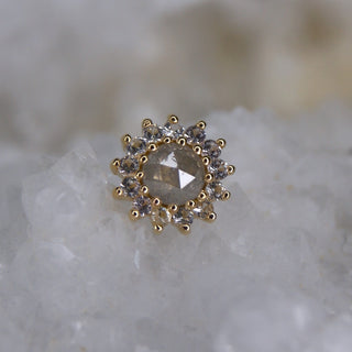 buddha jewellery jewelry genuine grey diamond and white sapphire threadless push pin jewellery in 14k gold white yellow rose