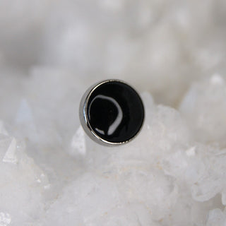 Junipurr Titanium Black Onyx Cabochon Gem Threadless End