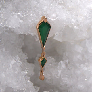 junipurr jewellery jewelry threadless push fit genuine stone chrysoprase green dangle earring piercing cardiff 14 gold rose white