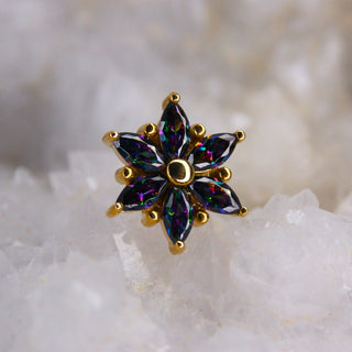 Junipurr jewellery mystic topaz genuine natural stone marquise gem cluster round flower 14k yellow gold
