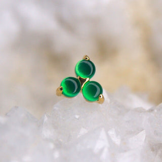 junipurr jewellery jewelry trinity tribead genuine chrysoprase green triple gem threadless push fit 14k