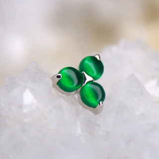 junipurr jewellery jewelry trinity tribead genuine chrysoprase green triple gem threadless push fit 14k