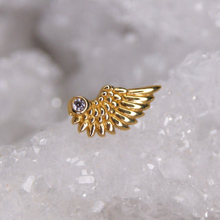 junipurr jewellery jewelry athena gem swarovski cubic zirconia 14k yellow gold threadless push fit angel wing