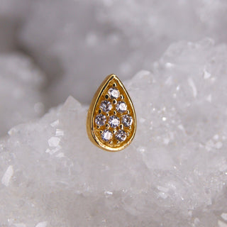 junipurr jewellery pave gemmed swarovski pear prong set teardrop threadless 14k