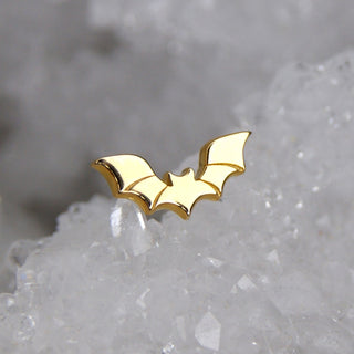 junipurr jewellery jewlry threadless push fit 14k gold yellow white batman bat halloween gothic goth piercing earrings