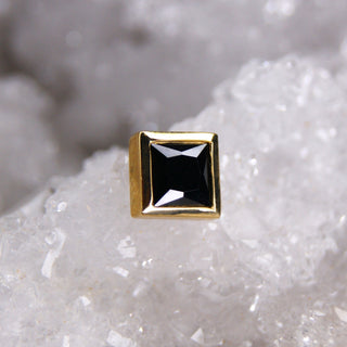 junipurr jewelry jewellery square black gem cz black lives matter collection yellow gold charity piercings earrings push fit threadless 14k gold
