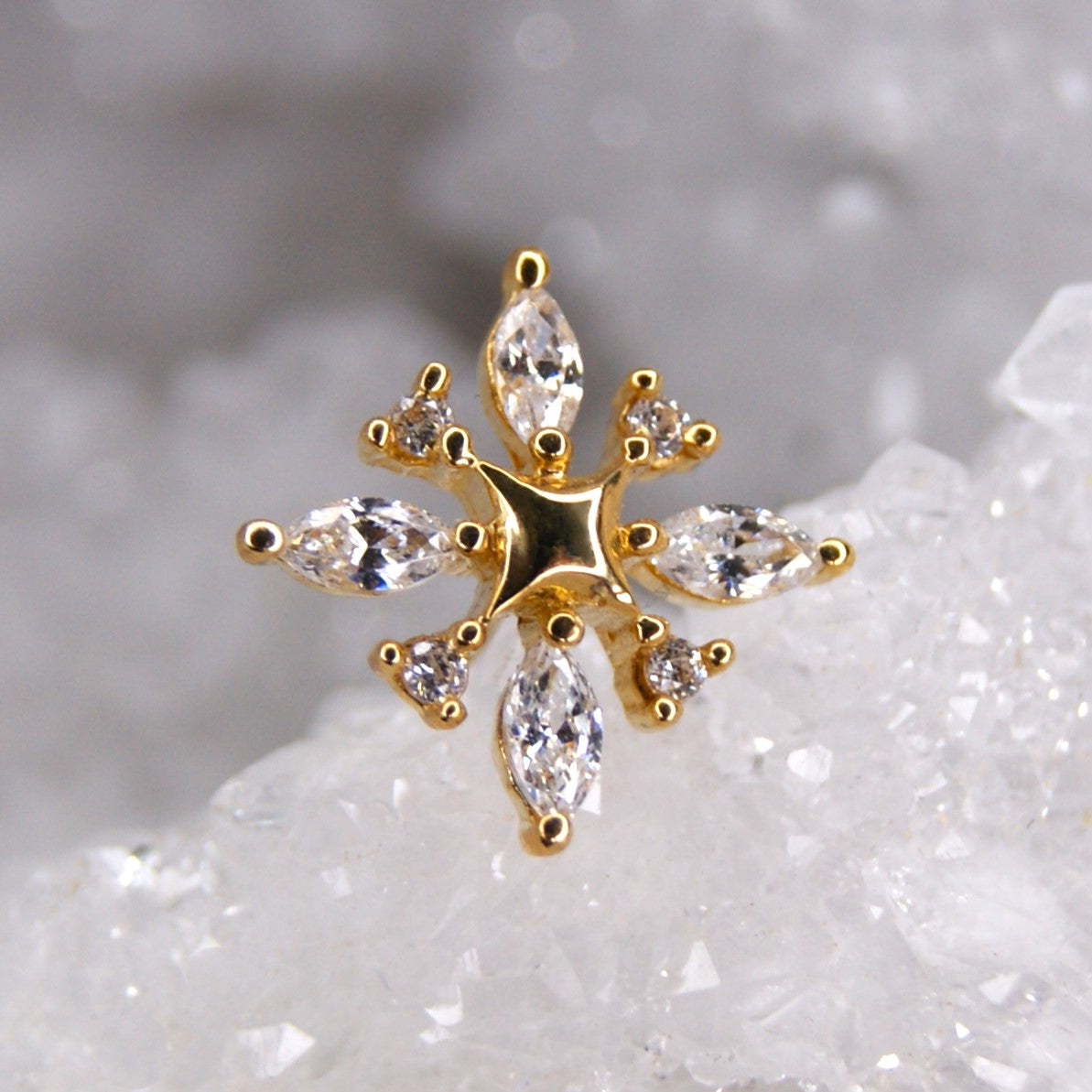 Junipurr Jewelry Gold Snowflake Elsa - 14k Gold Threadless End