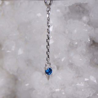 junipurr jewellery jewelry piercing jewellery chain with blue gem gia chain dangle 14k white gold blue swavovski cz cubic zirconia gem